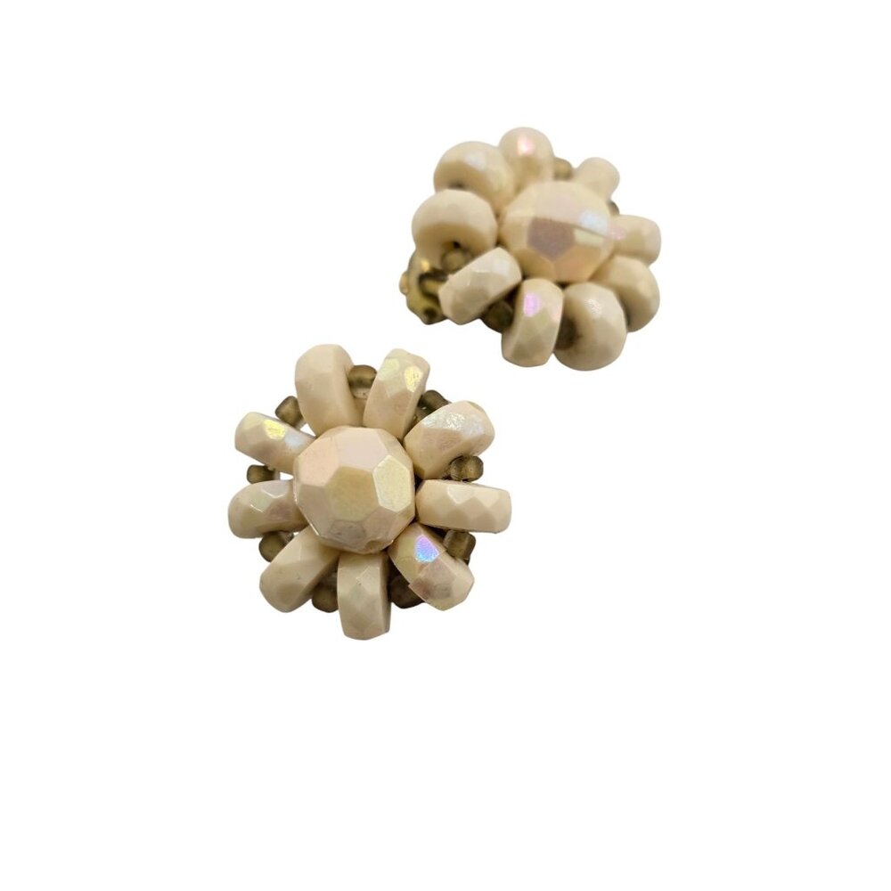 Vintage West Germany Acrylic Flower Earrings (A8004)